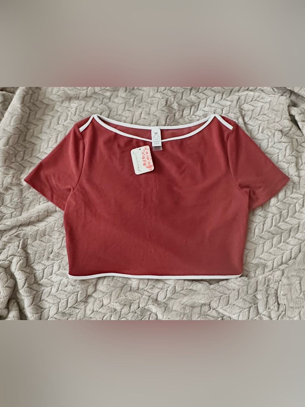 Nwt Gnash Towelling Bateau Swim Tee Rouge Size Medium — image 4 of 8
